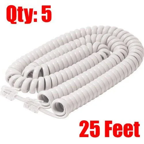 iMBAPrice iMBAPrice White Coiled Handset Cord 25 ft 5 Pack — product photo
