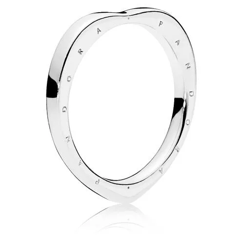 Sterling silver ring with heart-shaped Pandora logo