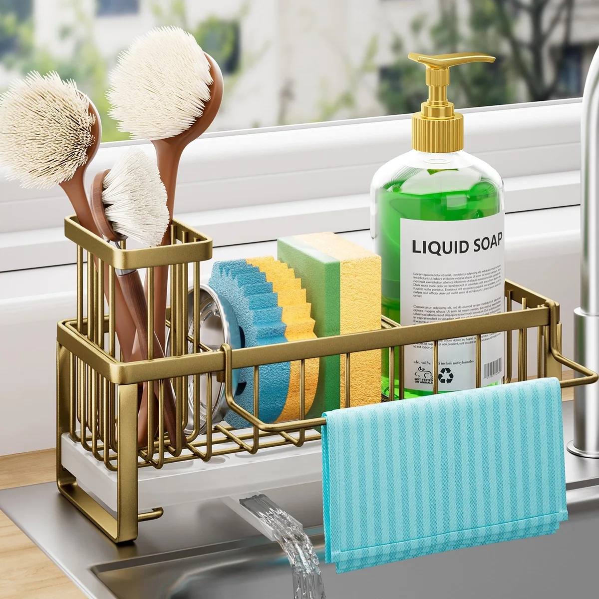 HapiRm Sponge Holder Sink Caddy Dark Gold 304 Stainless Steel 9.25x4.13x5.12 in — product photo
