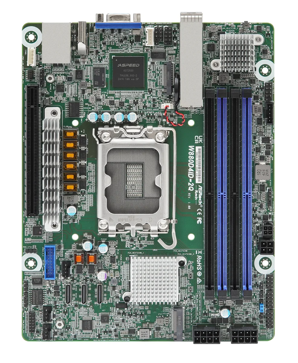 ASRock Rack ASRock Rack W880D4ID-2Q server motherboard LGA 1851 25GbE SFP28 — product photo