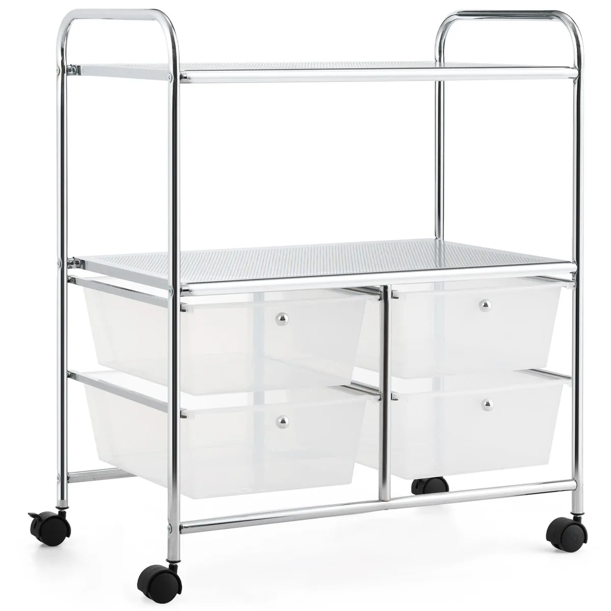 SlickBlue SlickBlue 4-Drawer Rolling Cart with 2 Shelves, Blue/Green, 25x14.5x29.5in — product photo