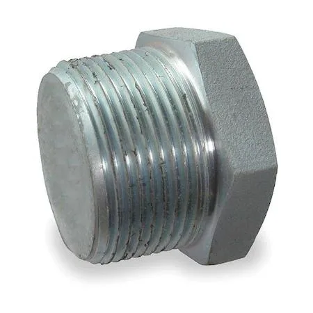Galvanised steel hex head pipe plug, silver-grey finish