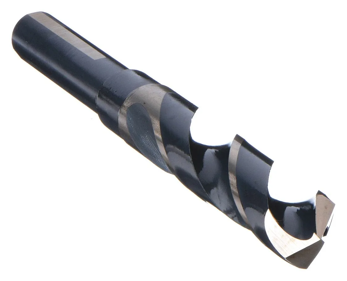 Silver and gold high-speed steel drill bit with 1/2 inch reduced shank