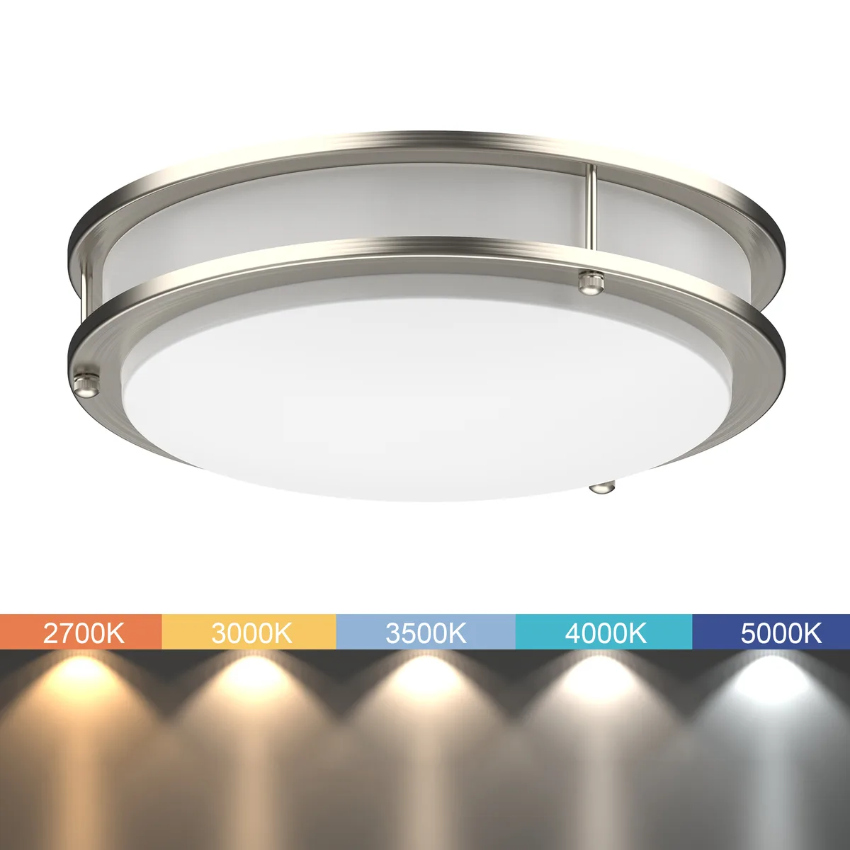Boost Lighting, Inc. Boost Lighting, Inc. DYMOND LED Ceiling Light Double Ring 5-Way CCT Flush Mount — product photo