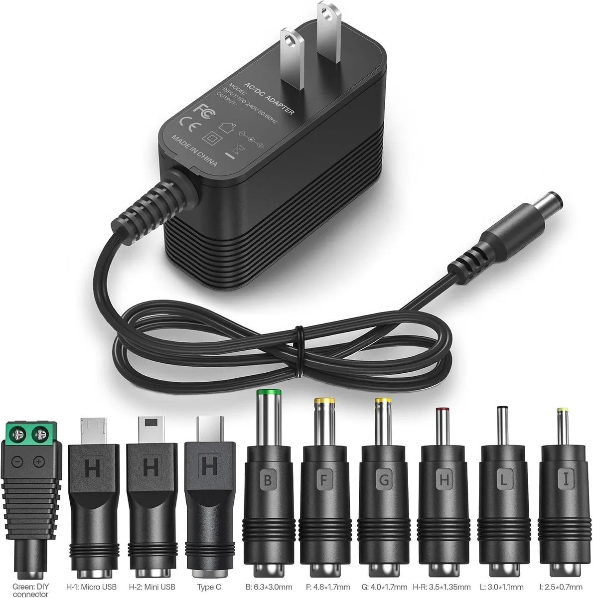 BASEUS BASEUS 5V 2A AC Adapter with 10 Interchangeable Jacks — product photo