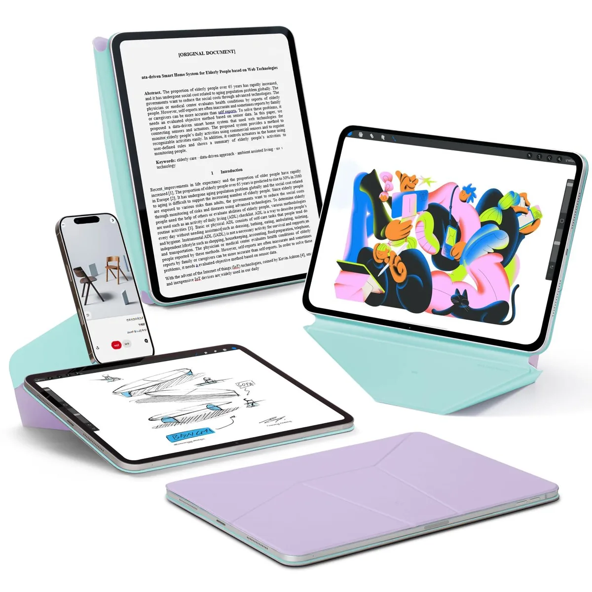 MOFT A3266 Dynamic Folio Case iPad Air 11 10.9 Peony Aqua — product photo