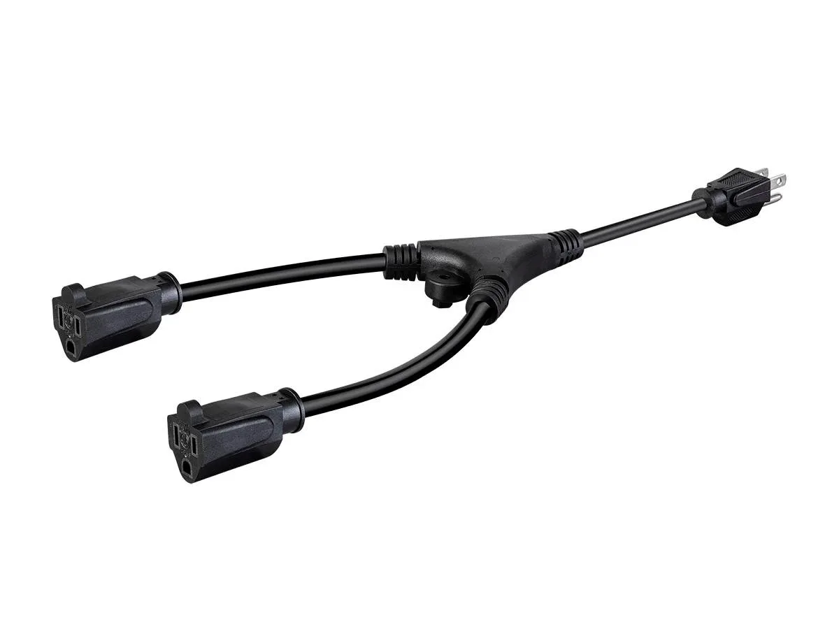 Monoprice Inc. Monoprice Inc. 135140 Splitter Power Cord 1.5 ft NEMA 5-15P to 2x 5-15R 16AWG 13A 120V — product photo