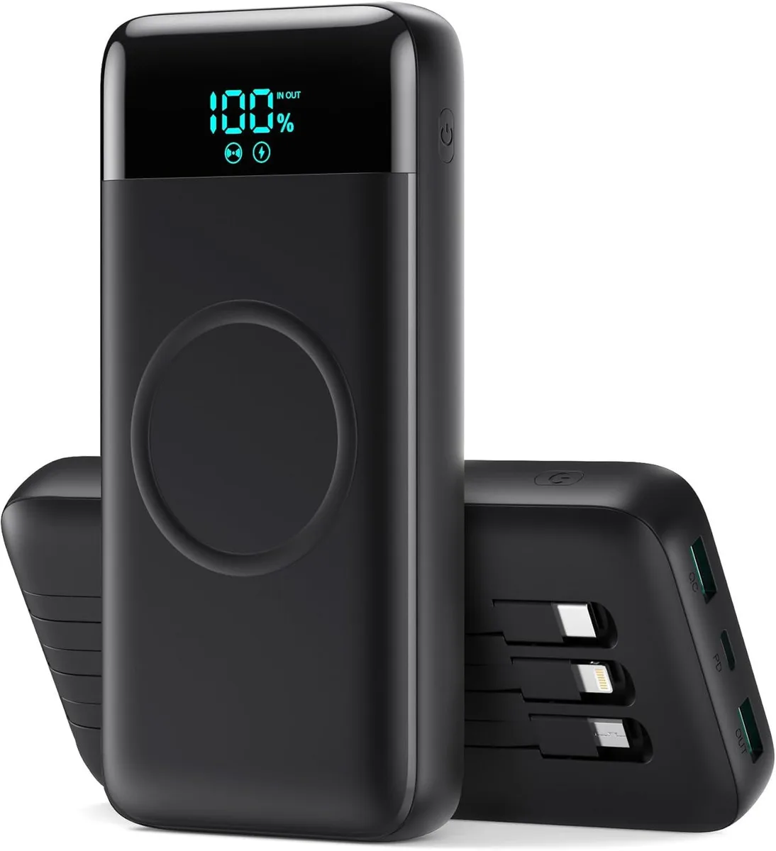 FLEANE FLEANE 40800mAh Wireless Power Bank 3 Built-in Cables 15W 25W PD QC 4.0 — product photo