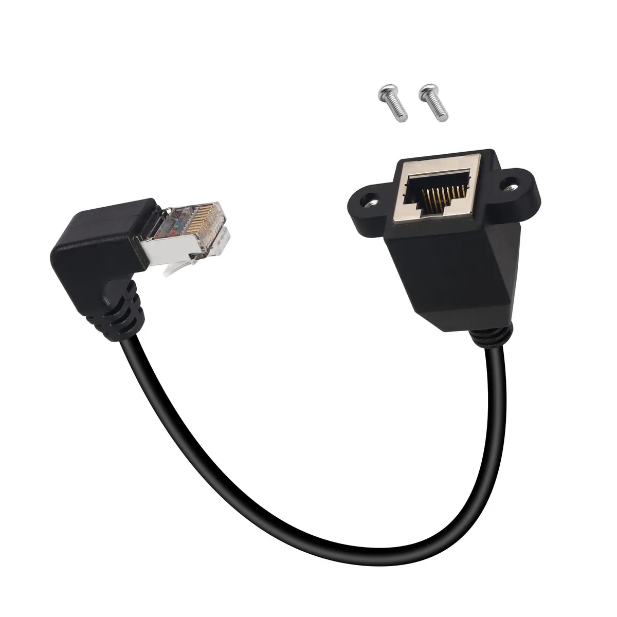 Vszerda Vszerda RJ50 10P10C Panel Mount 90° Extension Cable Cat5E Shielded 30cm Down Bend — product photo