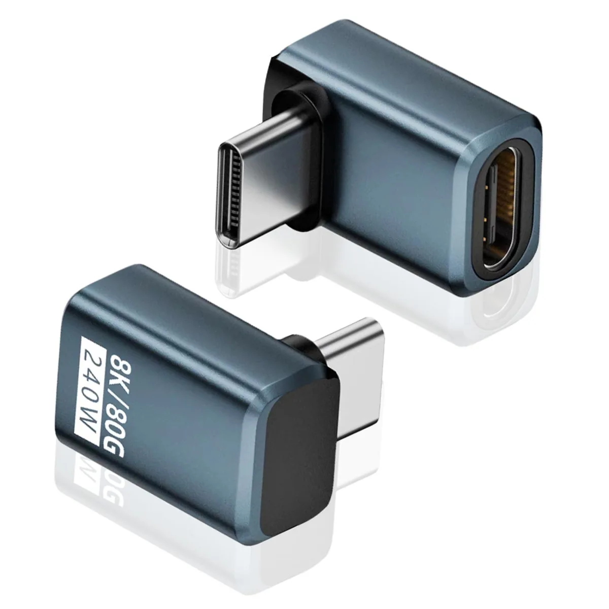 BUCIER BUCIER 2-Pack USB C 90 Degree Adapter 80Gbps 240W PD 8K@60Hz Up &amp; Down Angled — product photo