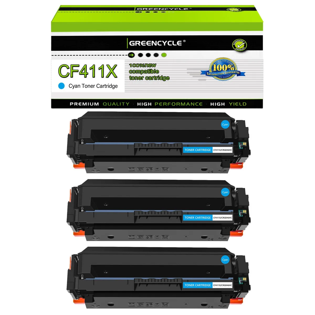 GREENCYCLE GREENCYCLE 3 Pack 411X Cyan Toner Cartridge — product photo