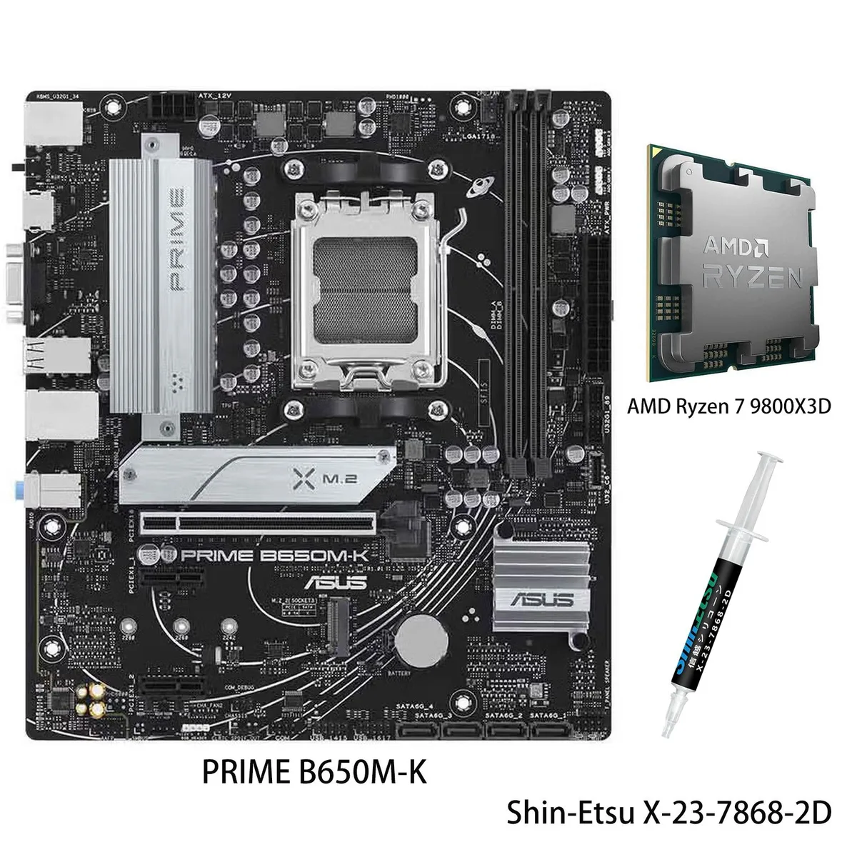 ASUS ASUS PRIME B650M-K + Ryzen 7 9800X3D AMD motherboard — product photo