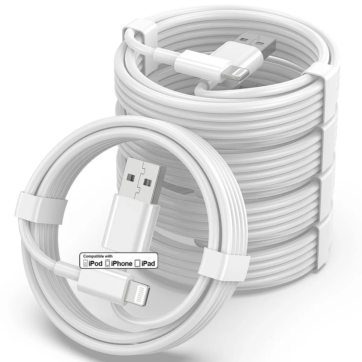 FUPYWP 5-Pack USB to Lightning Cable MFi Certified 3FT White — product photo