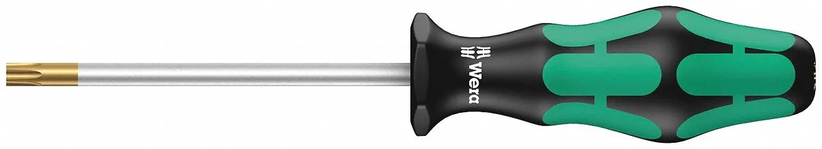 Wera T40 Torx screwdriver, black green handle, chrome shaft, black tip