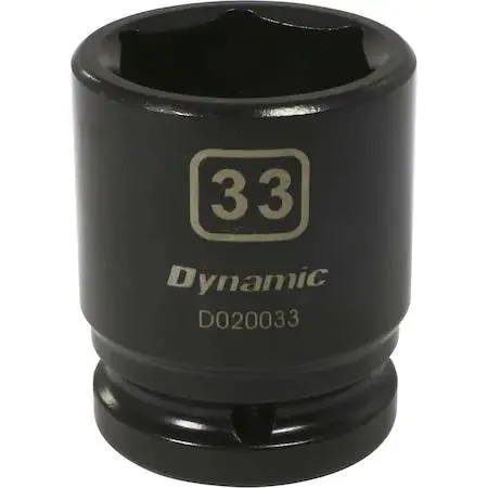 Black phosphate 33mm 6-point socket with laser-etched size markings