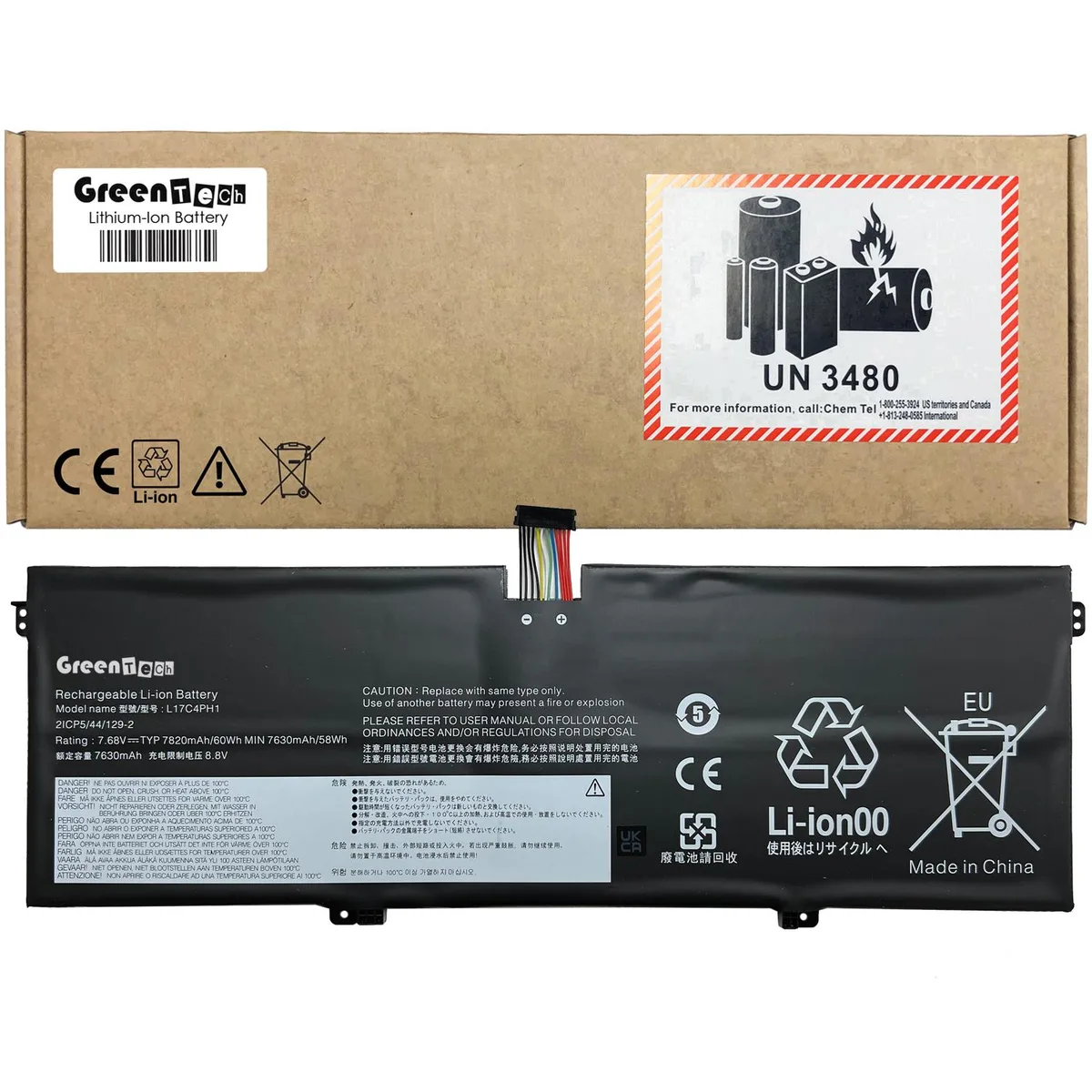 GreenTechLLC GreenTechLLC L17M4PH1 laptop battery for Lenovo Yoga C930-13IKB 7.68V 60Wh — product photo