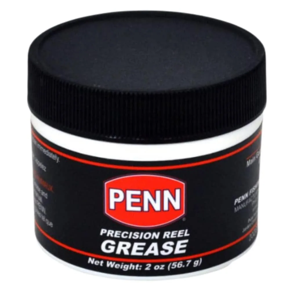 Small black tub of Penn reel grease, two ounces