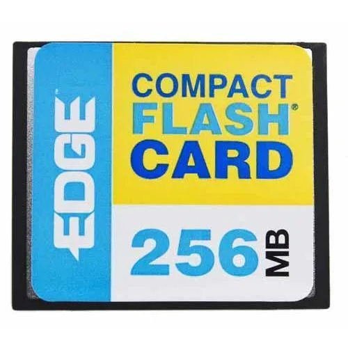EDGE Tech 256 MB CompactFlash memory card, rectangular plastic card with gold contacts