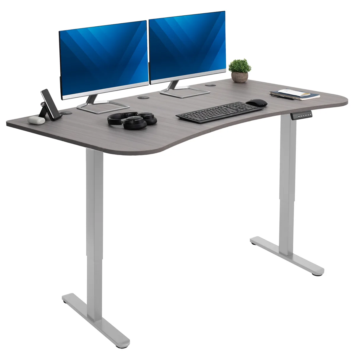 VIVO VIVO Electric 63 x 32 Stand Up Desk Dark Gray Top Gray Frame 220 lbs — product photo