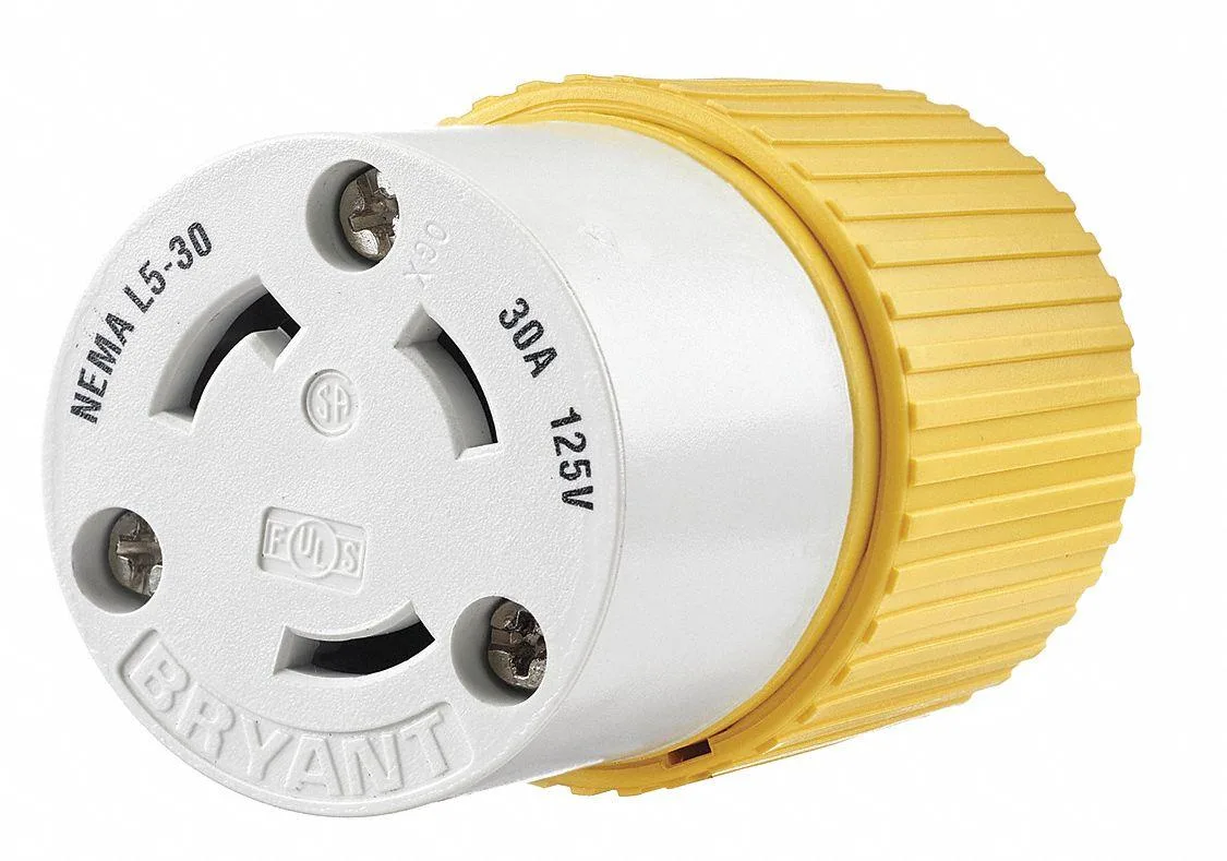 Bryant Bryant 70530NCCR Locking Connector L5-30R 30 A 125V AC Single Phase 2 wire cap connector — product photo