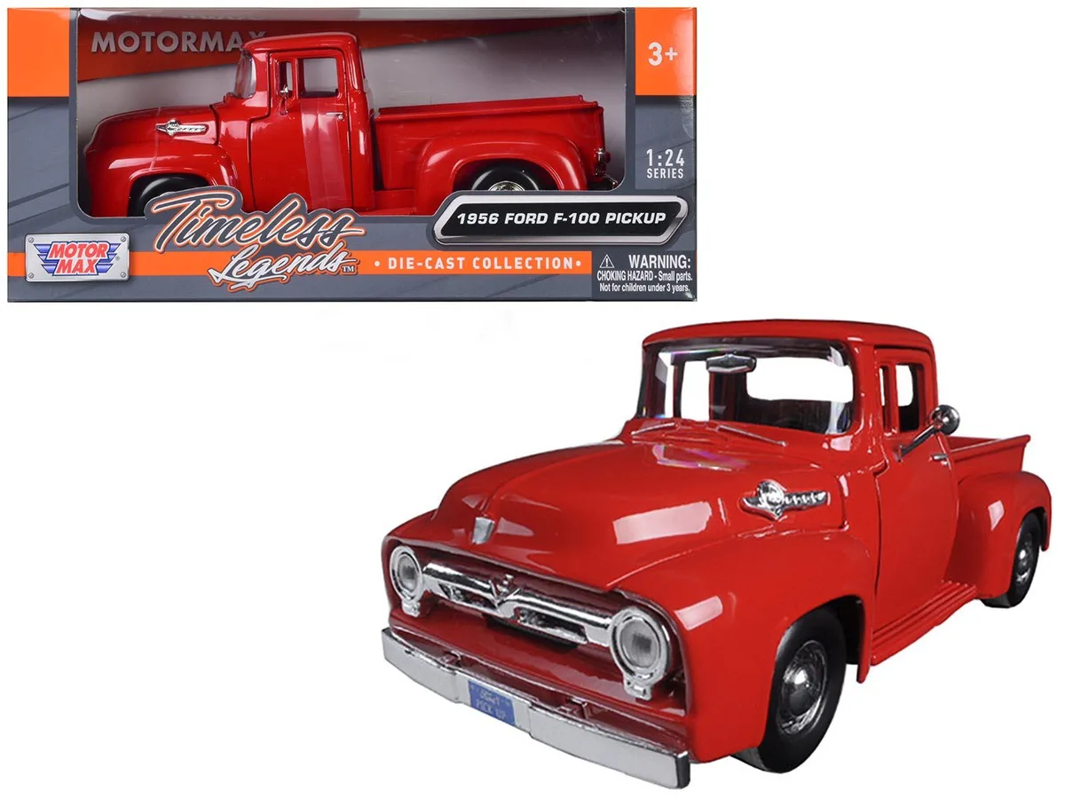 MOTORMAX MOTORMAX 1956 Ford F-100 Pickup Red 1/24 Diecast Truck hobby collectible — product photo