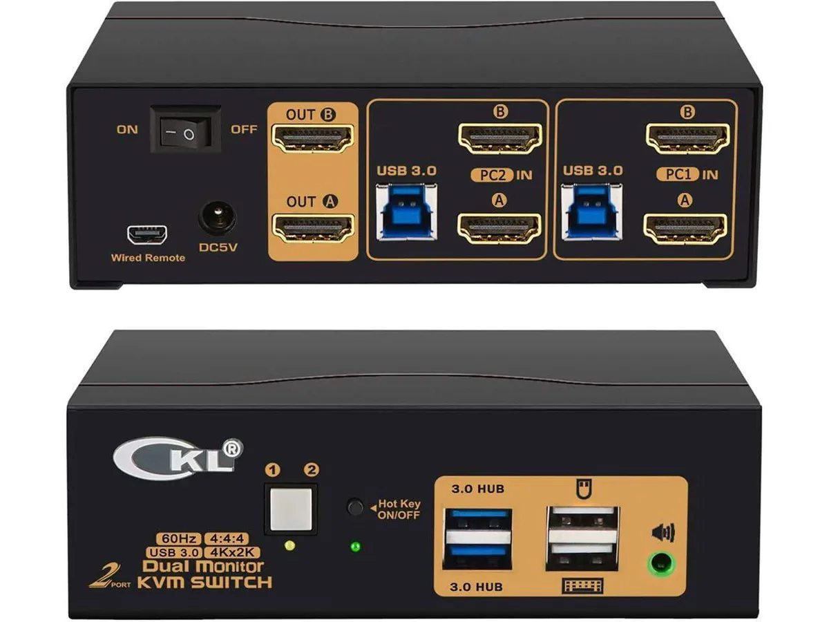 BUCIER BUCIER 2-Port USB 3.0 Dual Monitor HDMI 4K 60Hz KVM Switch — product photo