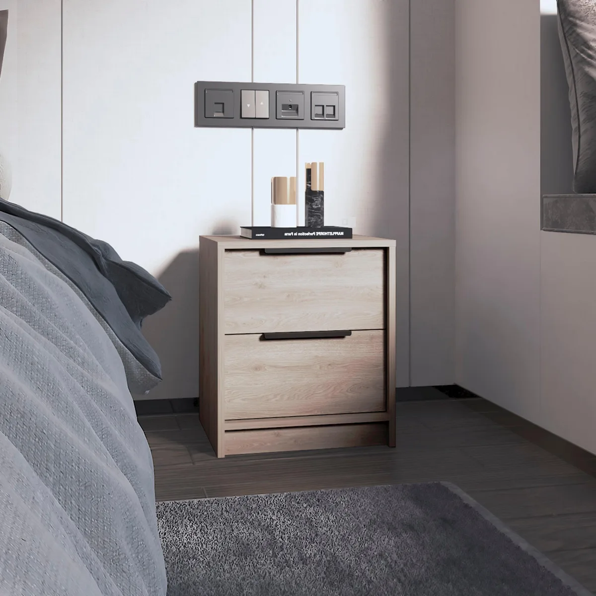 tuphen tuphen Cannon 2-Drawer Nightstand Light Grey — product photo