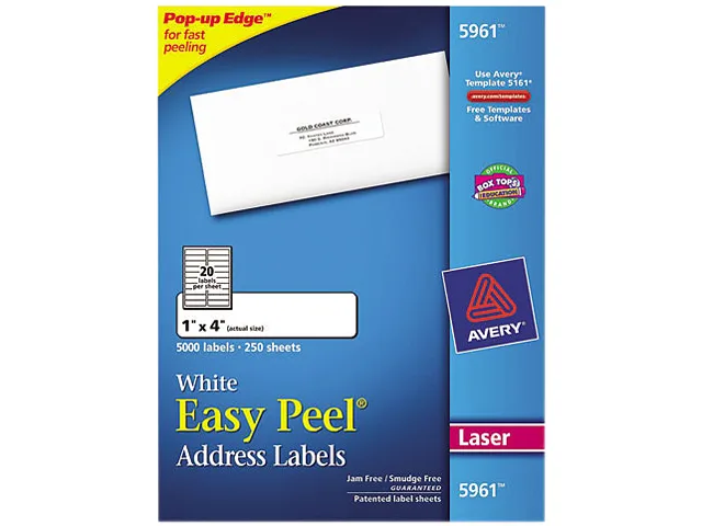Avery Avery 5961 Easy Peel Address Labels 1" x 4" 5000 Labels mailing supply — product photo