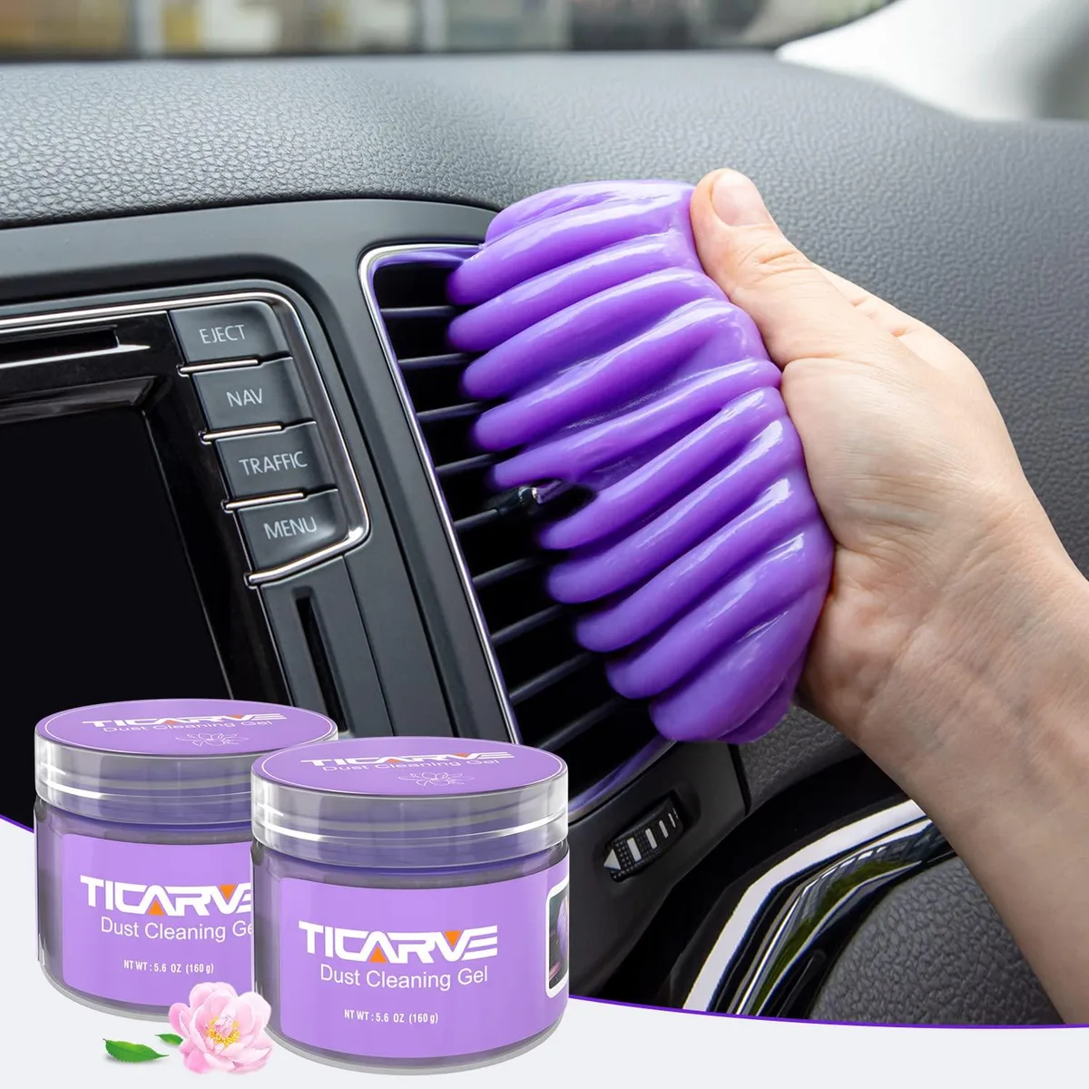 Two purple cleaning gel tubs, 320g total weight