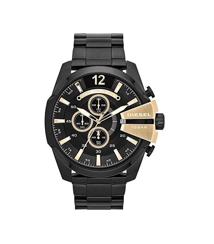 Diesel Diesel Mega Chief Chronograph DZ4338 53mm Black Gold Stainless Steel Watch — product photo
