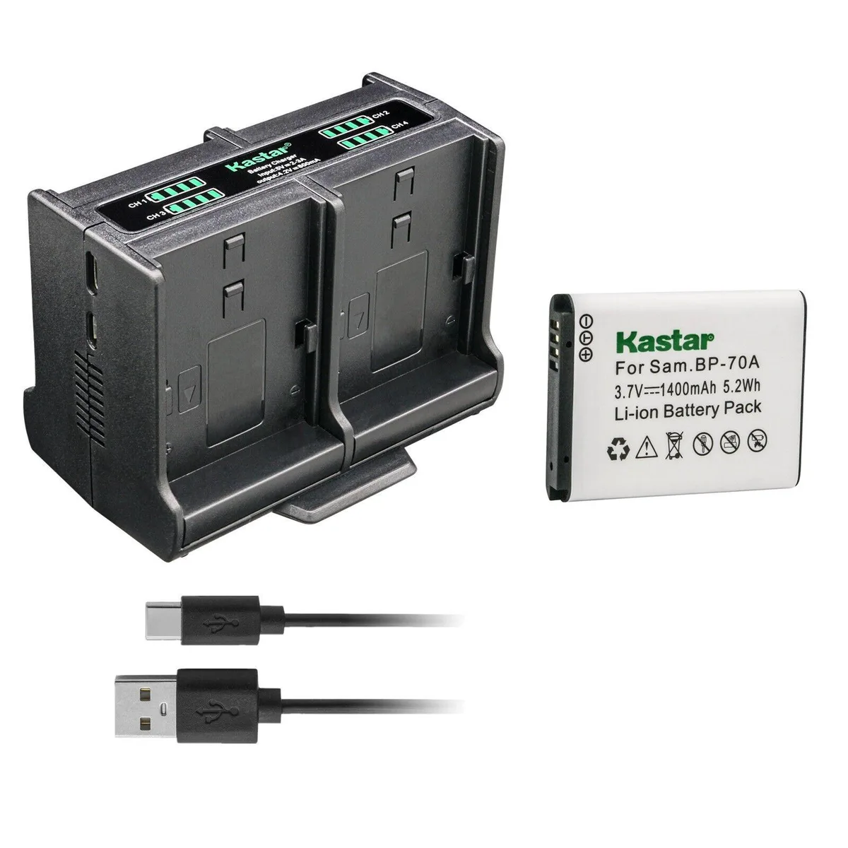 Kastar Kastar BP-70A 1400mAh Li-Ion Battery &amp; Quad USB Charger — product photo