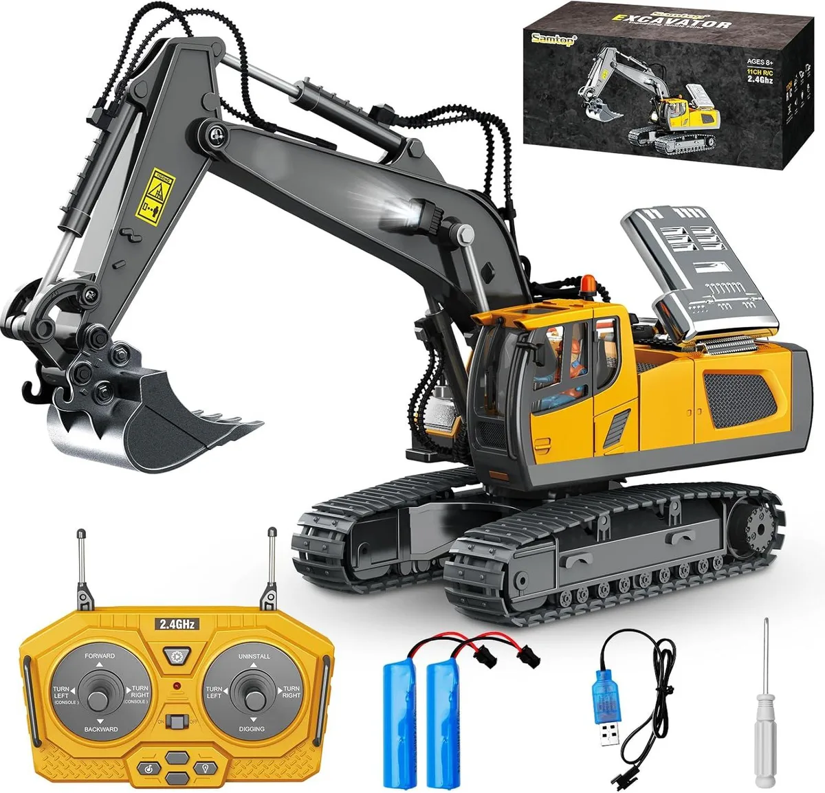 usbroway usbroway 11 Channel 1:20 RC Excavator 680° Rotation 2.4GHz 2x1200mAh rc vehicle — product photo