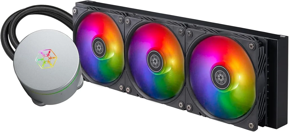 SilverStone IceMyst 420 AIO liquid cooler with ARGB water block and three radiator fans
