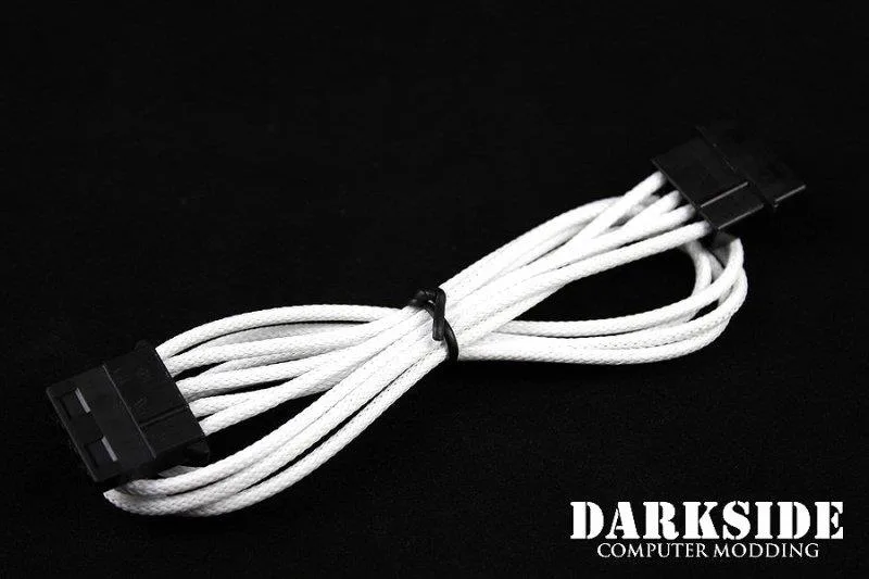 Darkside Computer Modding Darkside Computer Modding 4-Pin MOLEX 12" (30cm) HSL Single Braid Extension Cable - White — product photo