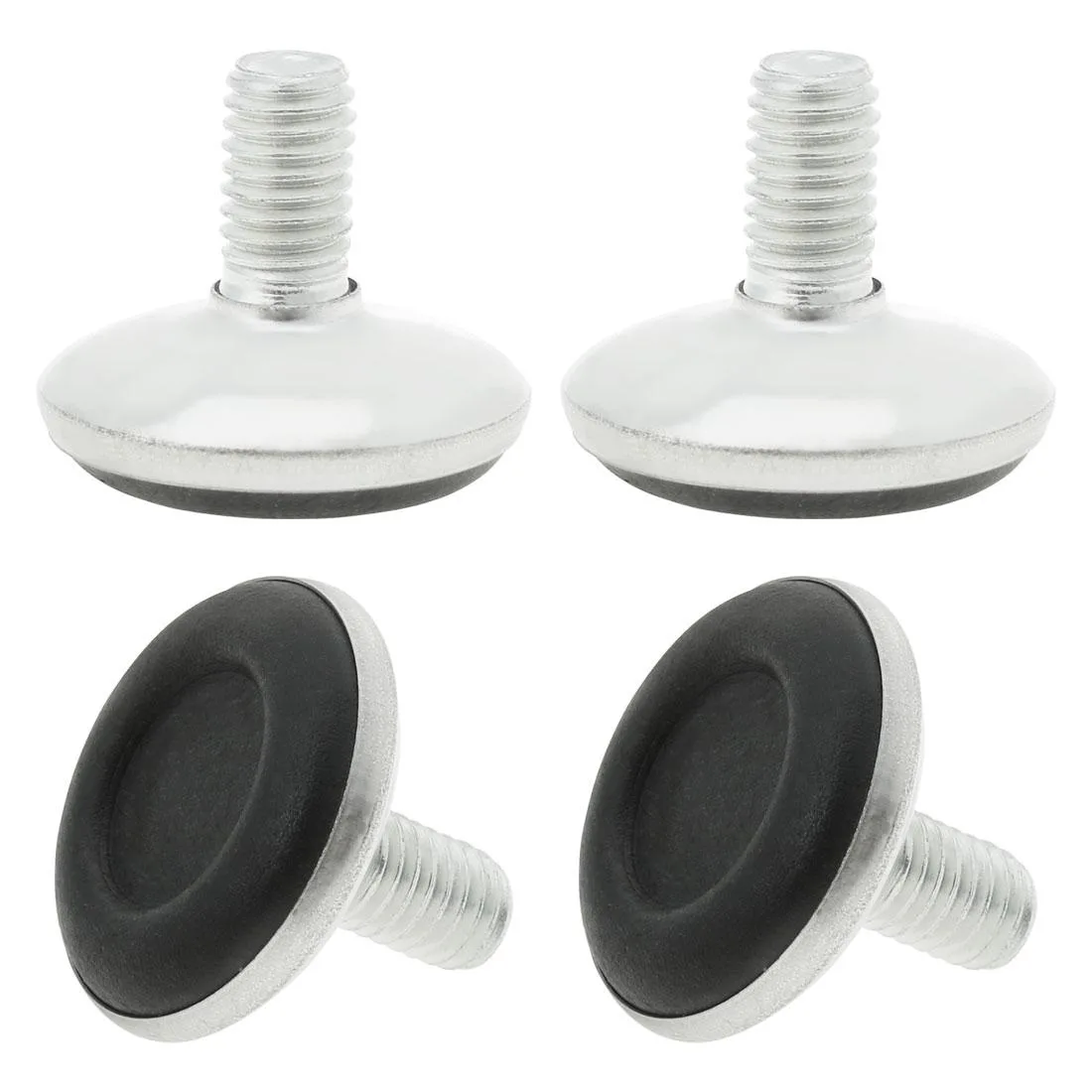 Four adjustable M8 leveling feet with plastic bases