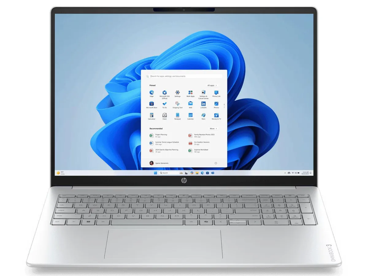 HP HP OmniBook 3 laptop, 16" WUXGA touch, Core Ultra 5 225U, 8GB DDR5, 1TB NVMe, Windows 11 Pro — product photo