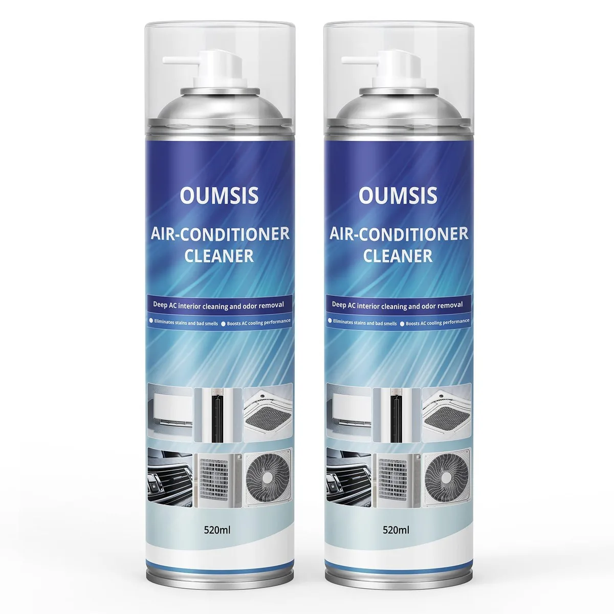 Two aerosol cans of foaming coil cleaner for AC and refrigeration systems