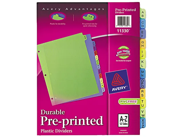 Avery Avery 11330 12-Tab Plastic Dividers accessory — product photo