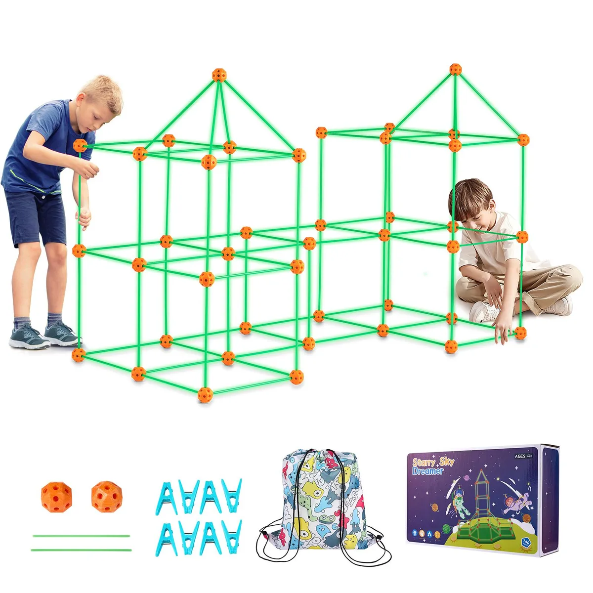 VEVOR VEVOR Fort Building Kit 140PCS 96 Rods 44 Balls Glow in Dark Specialty Appliance — product photo