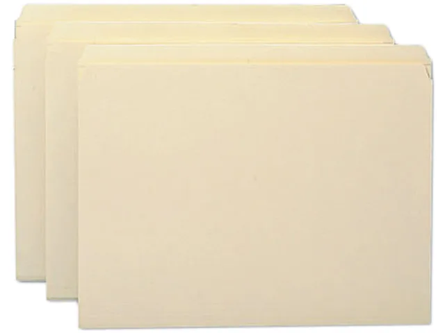 Buff manila letter-size file folders, straight-cut reinforced tabs, box of 100