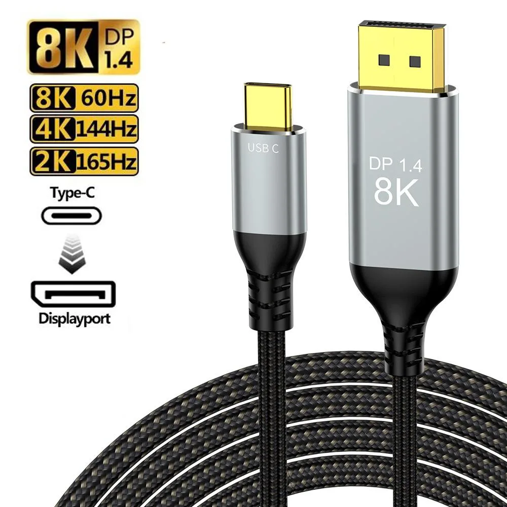 LUOM LUOM TJ-A055 DisplayPort cable USB-C to DP 1.4 6.6 ft 8K 60Hz 32.4 Gbps — product photo