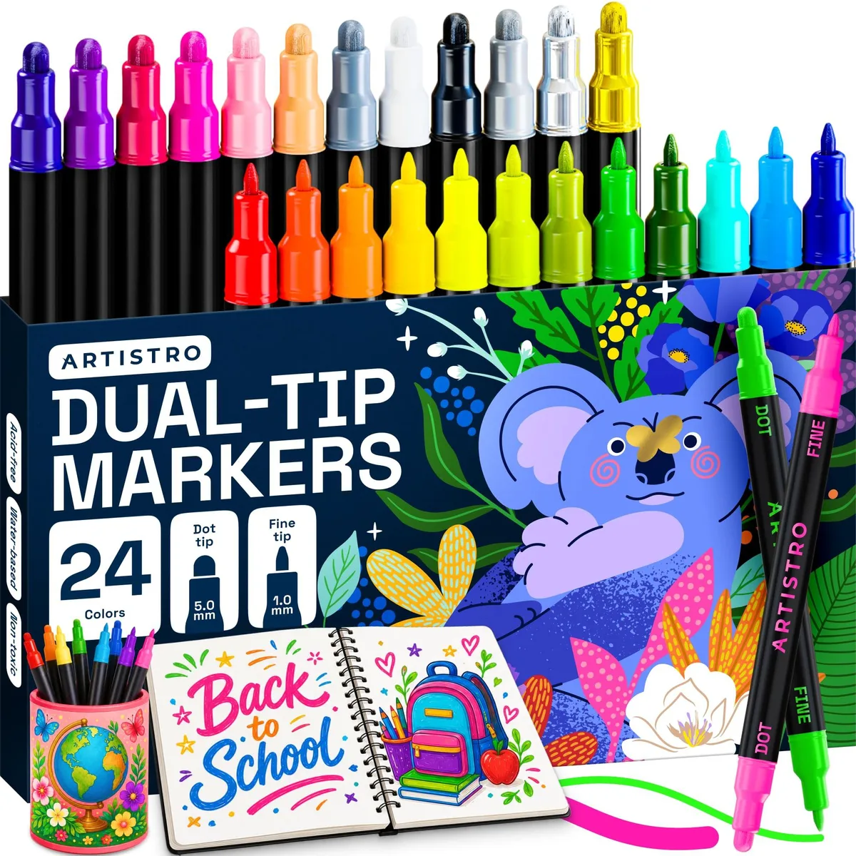 24 Precision Dual-Tip Acrylic Paint Markers DTA24-ZT-CN — product photo