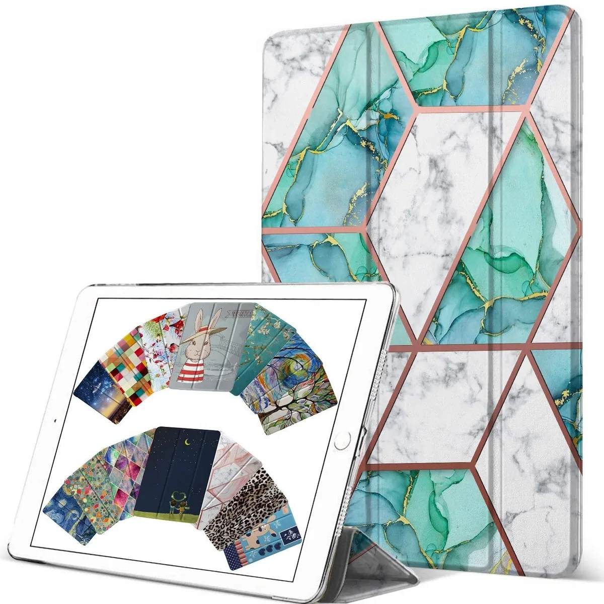 Adafruit Adafruit iPad Air 2 9.7 2014 Case Marble Green 2 in 1 Accessory — product photo