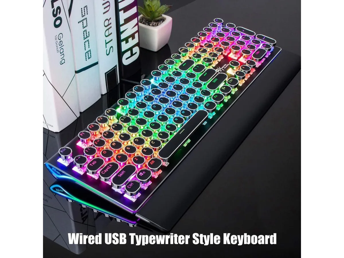KEHIPI KEHIPI Typewriter Mechanical Gaming Keyboard 108-Key Blue Switch Black — product photo