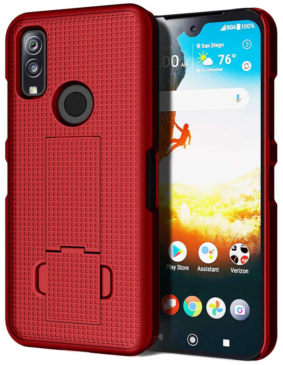 Nakedcellphone Nakedcellphone Ribbed Slim Case with Kickstand Red for Kyocera DuraSport 5G UW C6930 — product photo