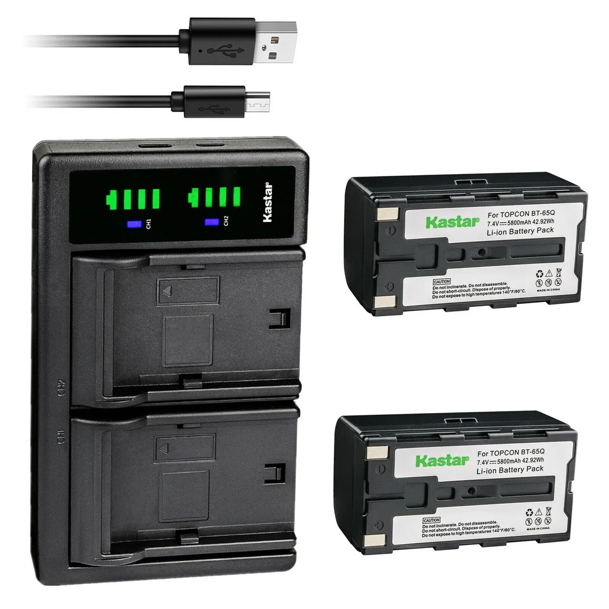 Kastar Kastar BT-65Q 2-pack battery &amp; LTD2 USB charger camera battery — product photo