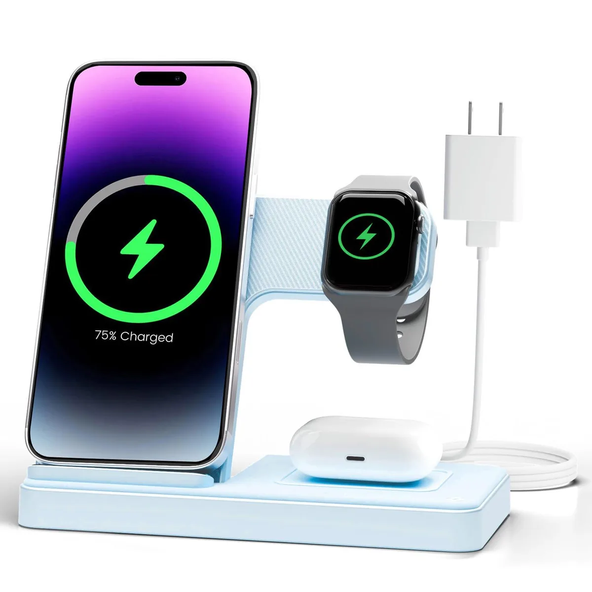  GETPALS W336 3-in-1 Wireless Charger Stand Blue — product photo