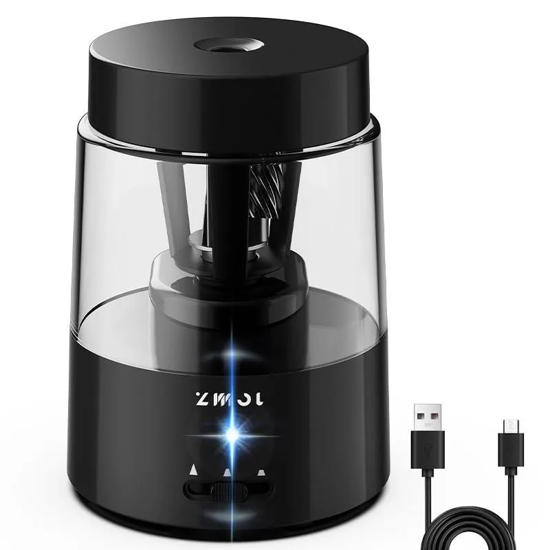 Compact aqua and black ABS electric sharpener with Type-C port and adjustable dial