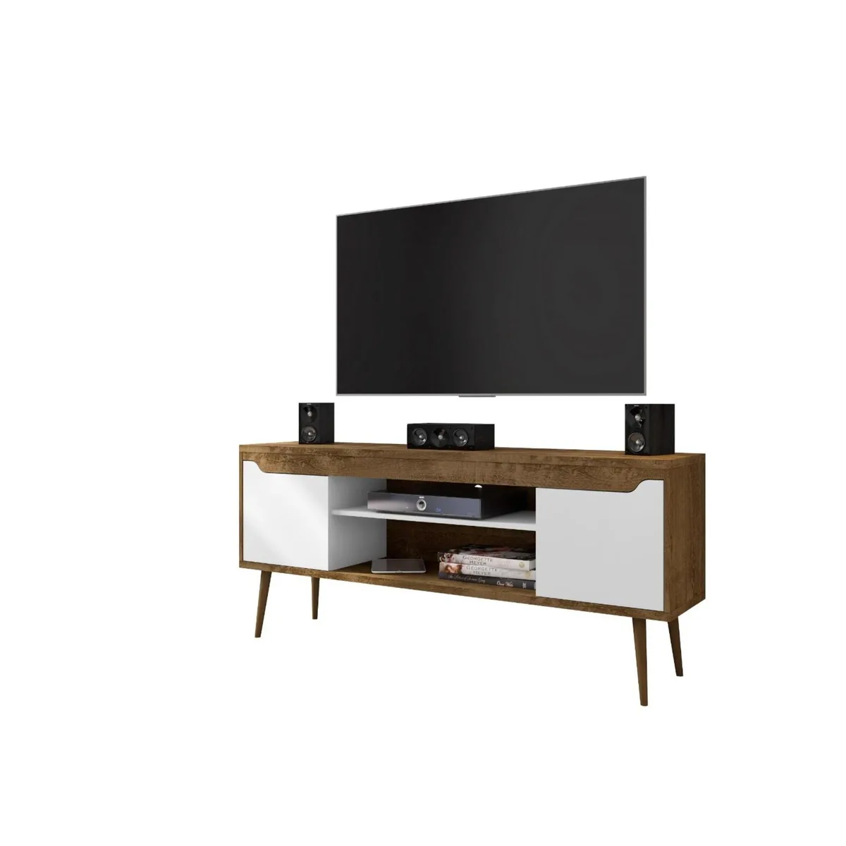 Manhattan Comfort Manhattan Comfort Bradley TV Stand 62.99 in Rustic Brown White — product photo