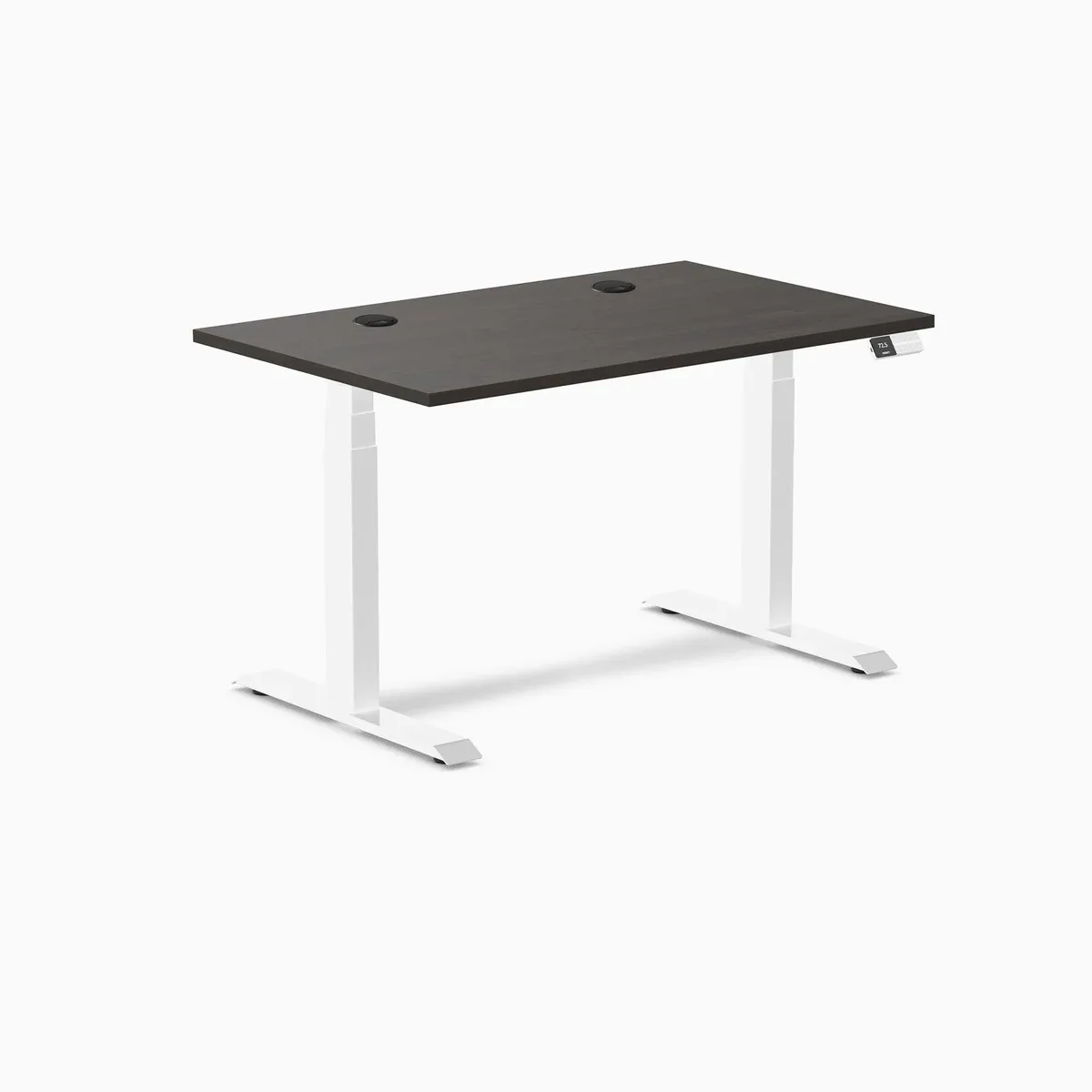 Desky Desky Dual Laminate Sit Stand Desk Burnished Wood White 47.2 x 29.5 in — product photo